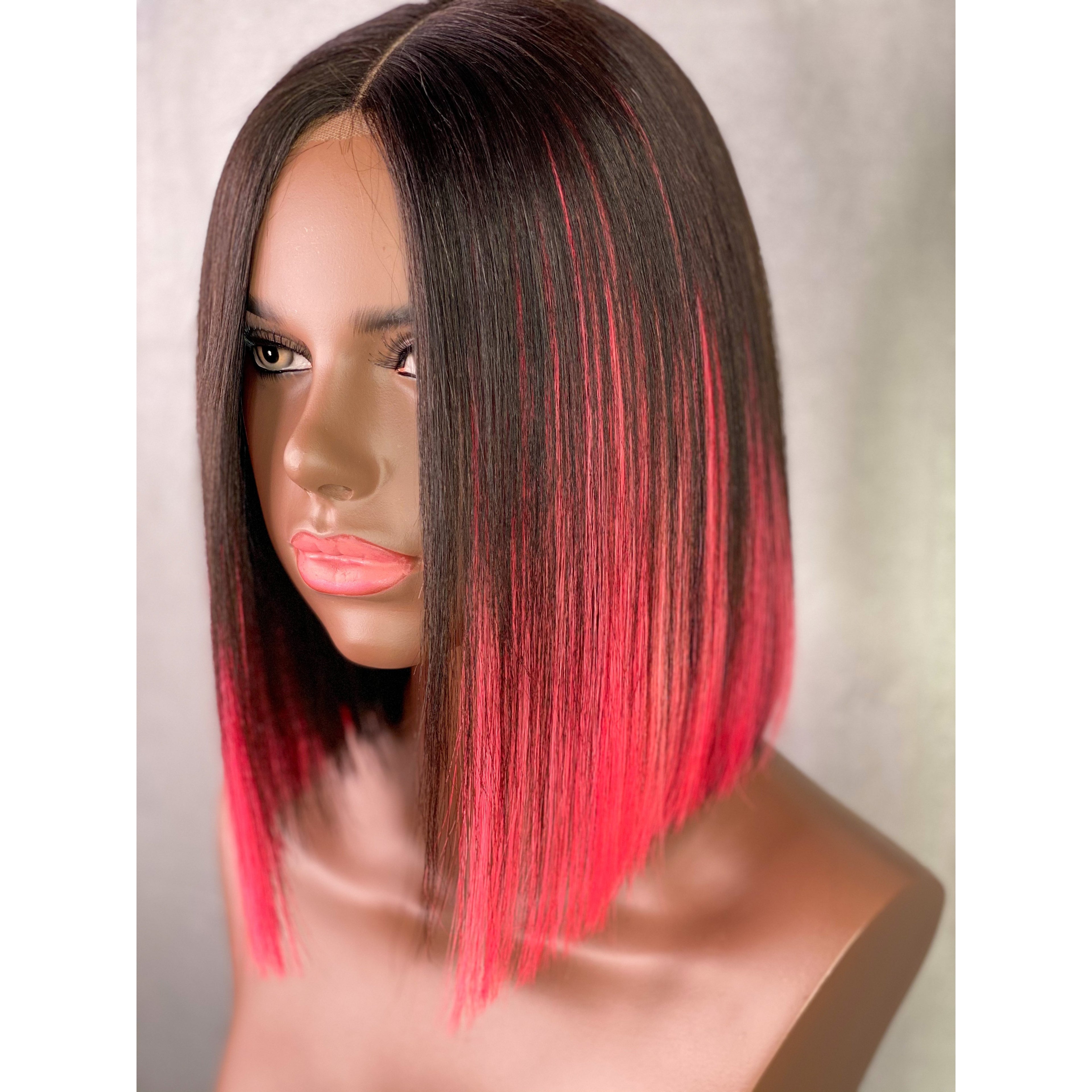 Ultra Thin Ombre Hot Pink Bob