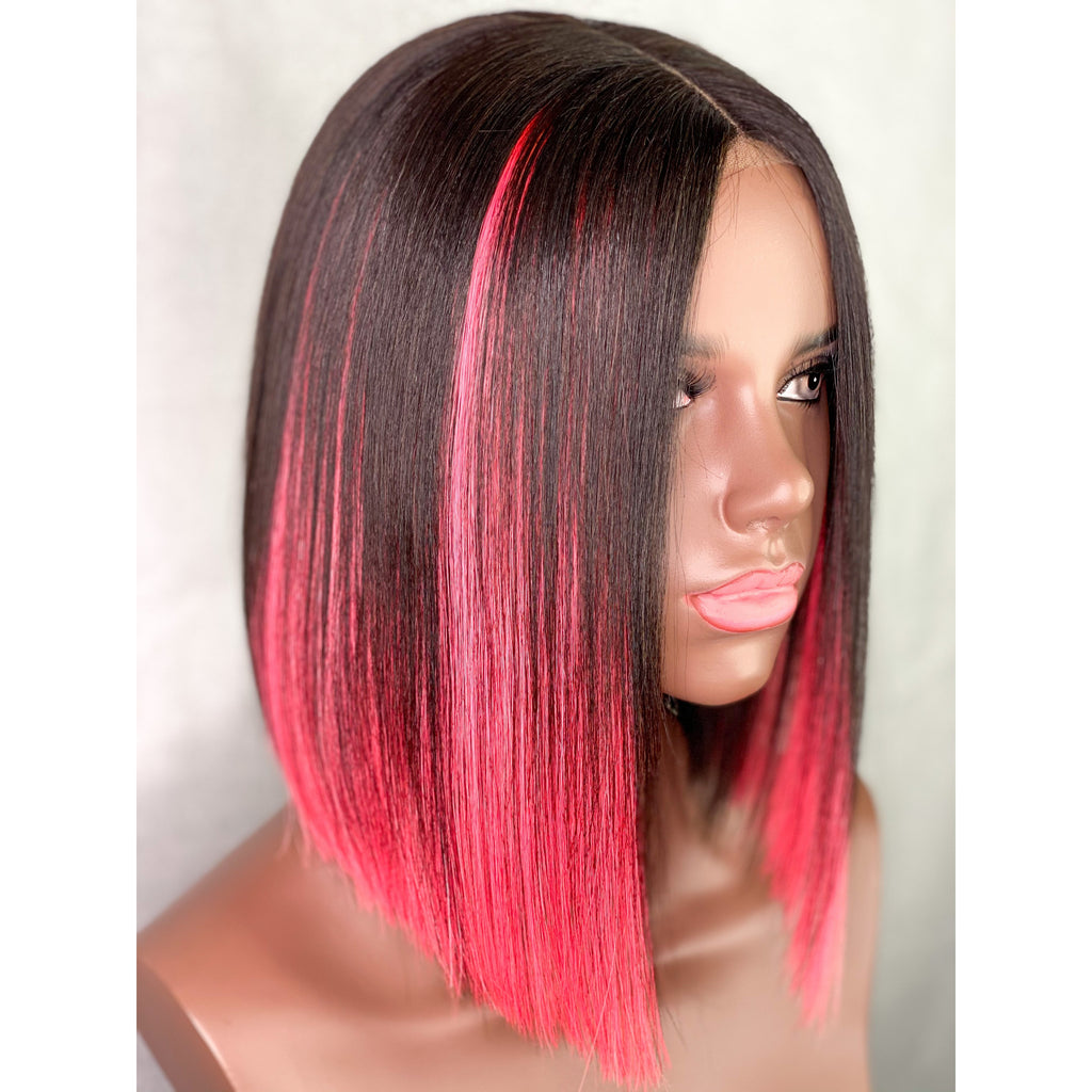 Ultra Thin Ombre Hot Pink Bob