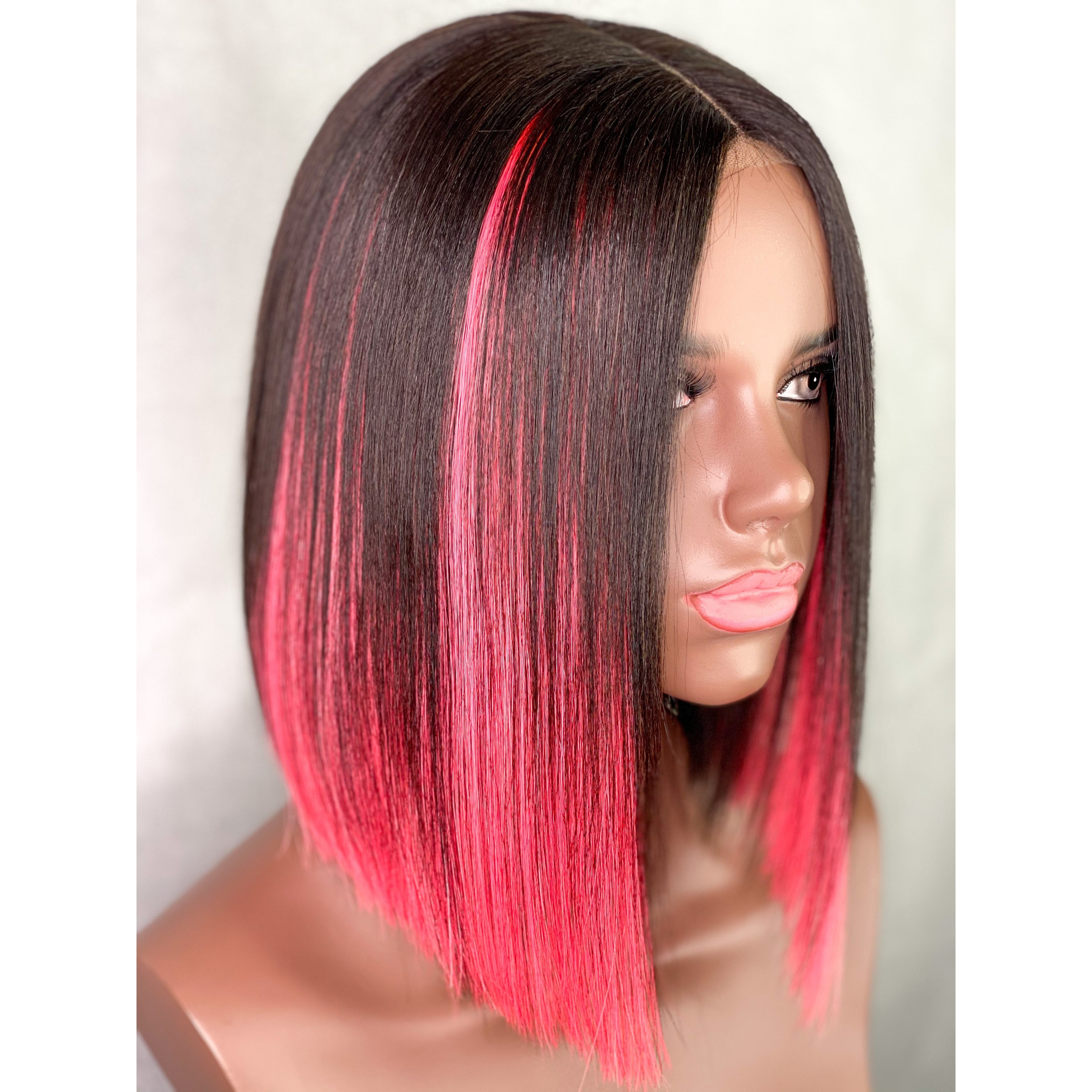 Ultra Thin Ombre Hot Pink Bob