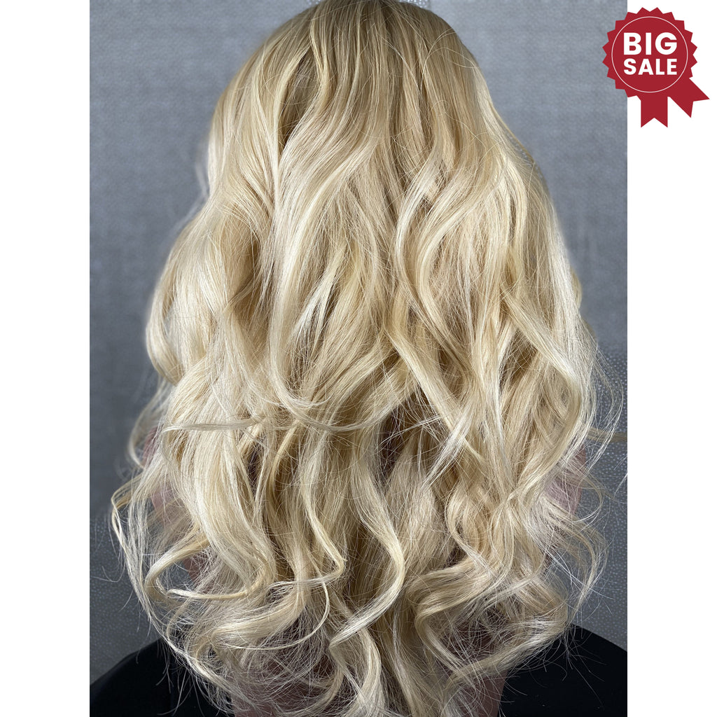 SOLD OUT! Custom Ultra Thin Blonde Steam Natural Wave  Full Ventilation Wig